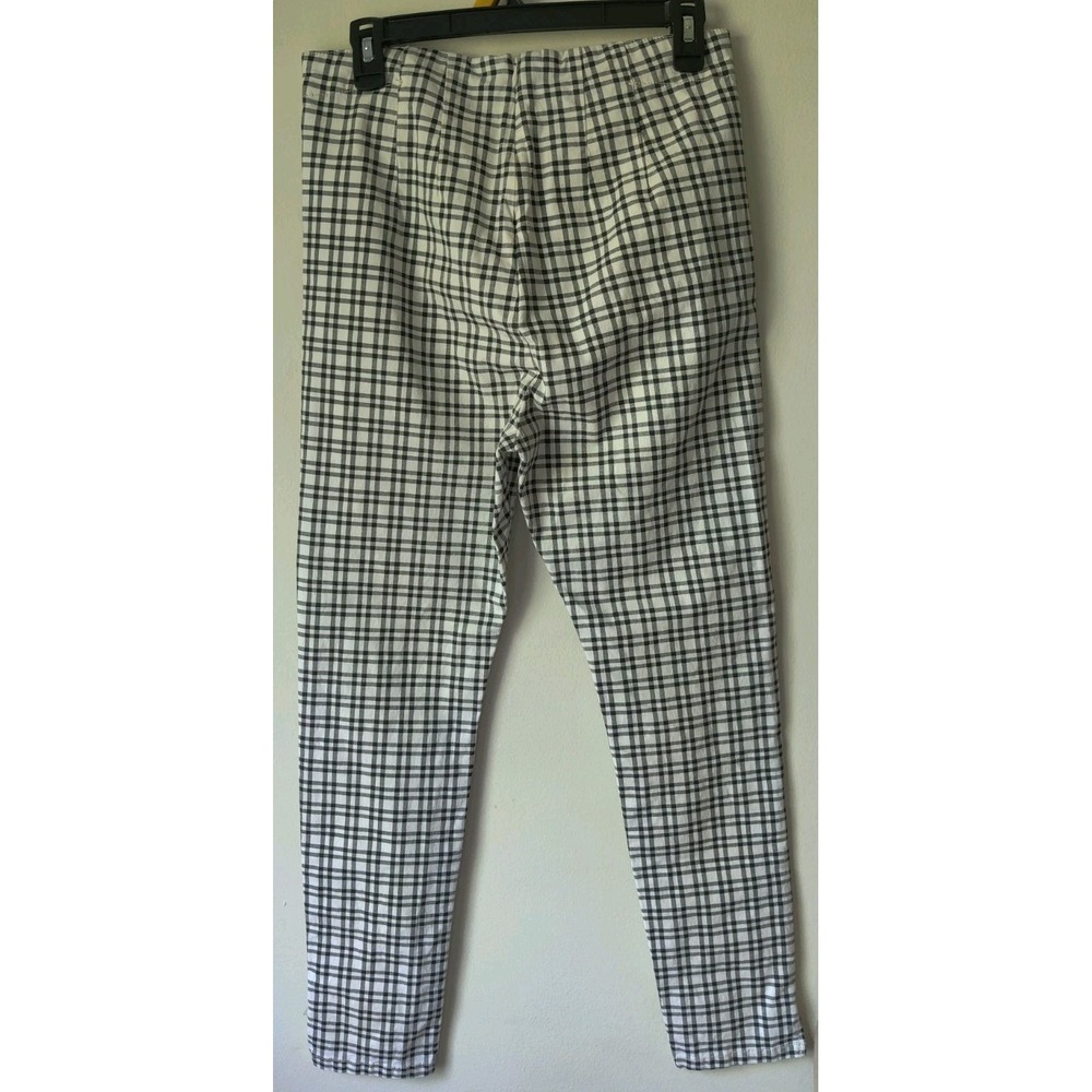 Urban Outitters Women's 10 White & Black Plaid Flat Front Zip Back Skinny Pants - Picture 2 of 7